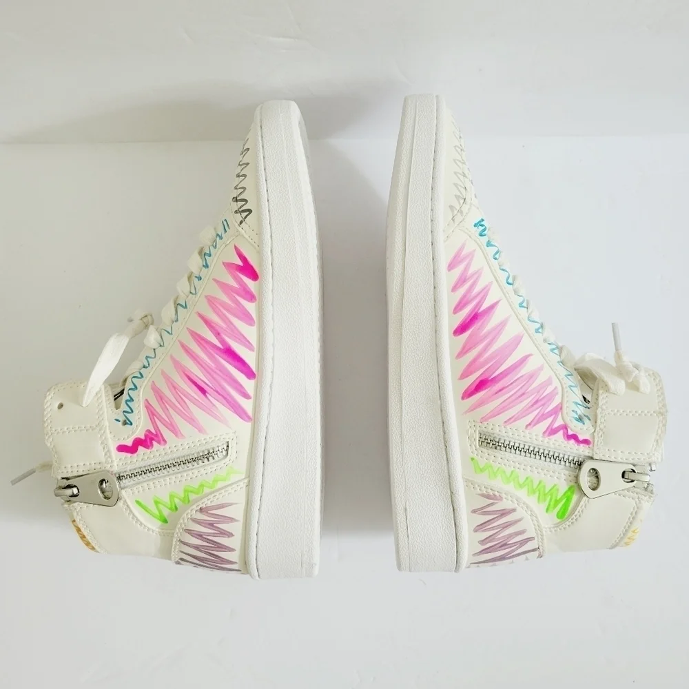 NEW Vintage Havana Artsy Multi Swirl High-Top Leather Sneakers, Size 6,5